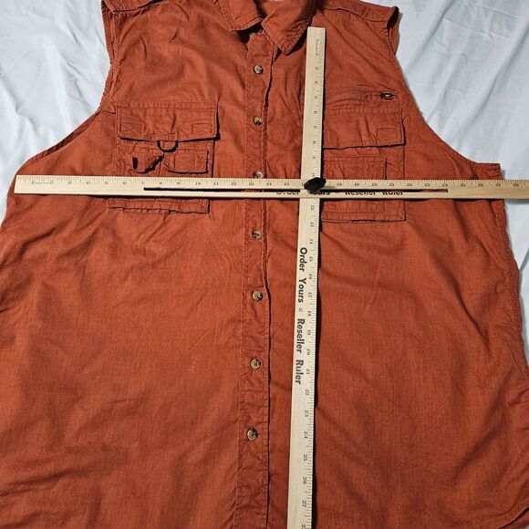 Boulder Creek Mens Button Up Sleeveless Shirt Size 2XL Orange 100% Cotton Collar - Picture 3 of 12